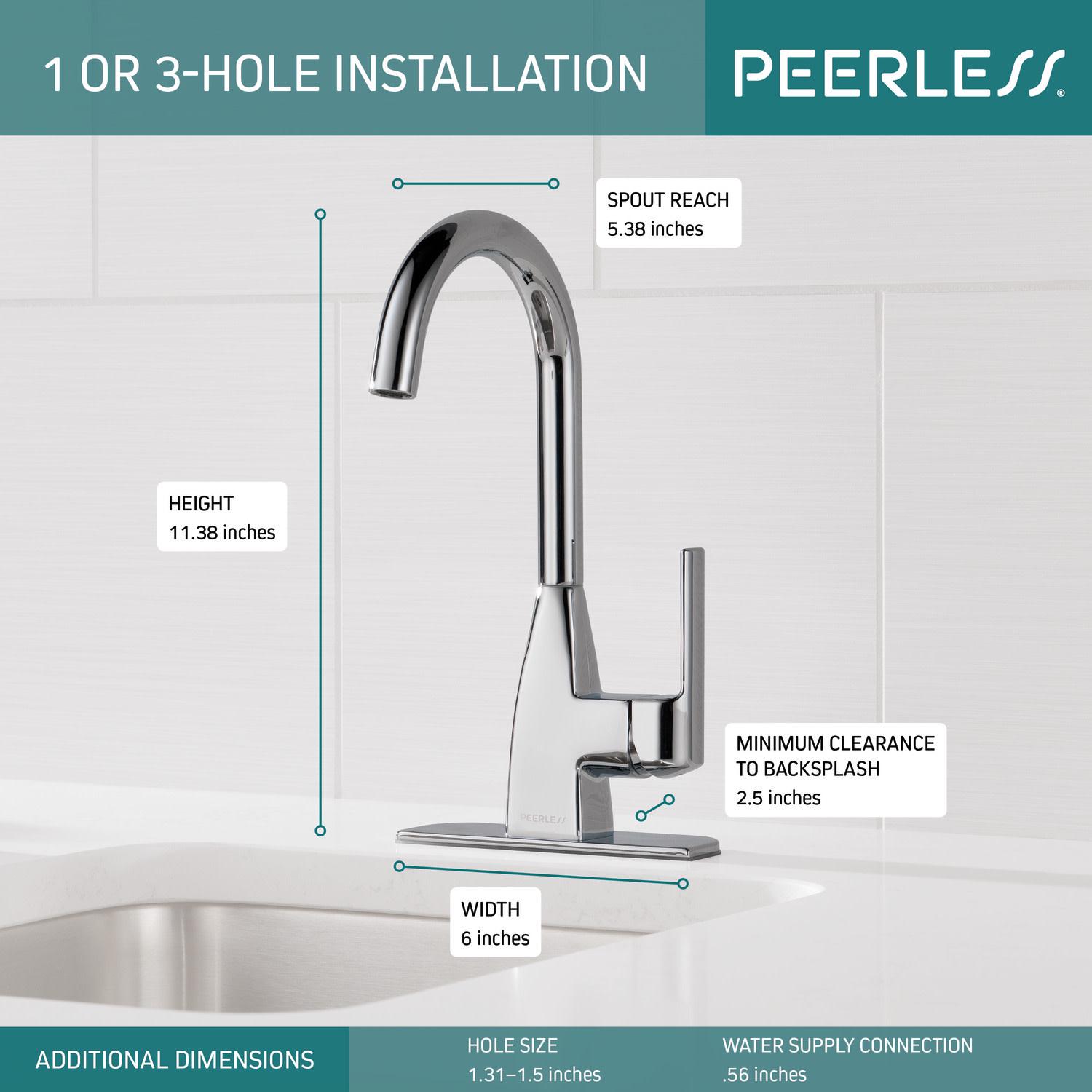 Peerless P1819lf Xander 1.5 GPM Single Hole Bar Faucet  Chrome