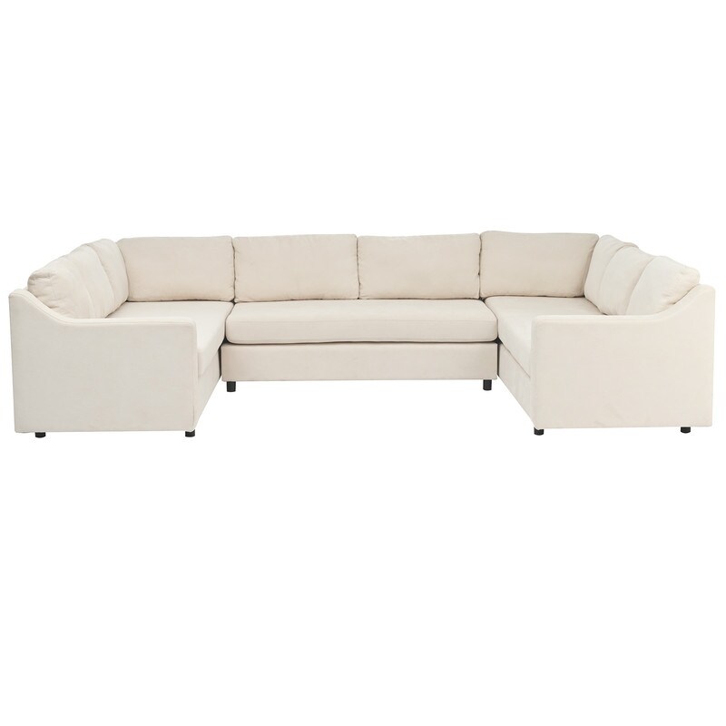 3 Pieces Upholstered U Shaped Large Sectional Sofa with Comfort Upholstered Thick Seat and Back Cushions Sofa