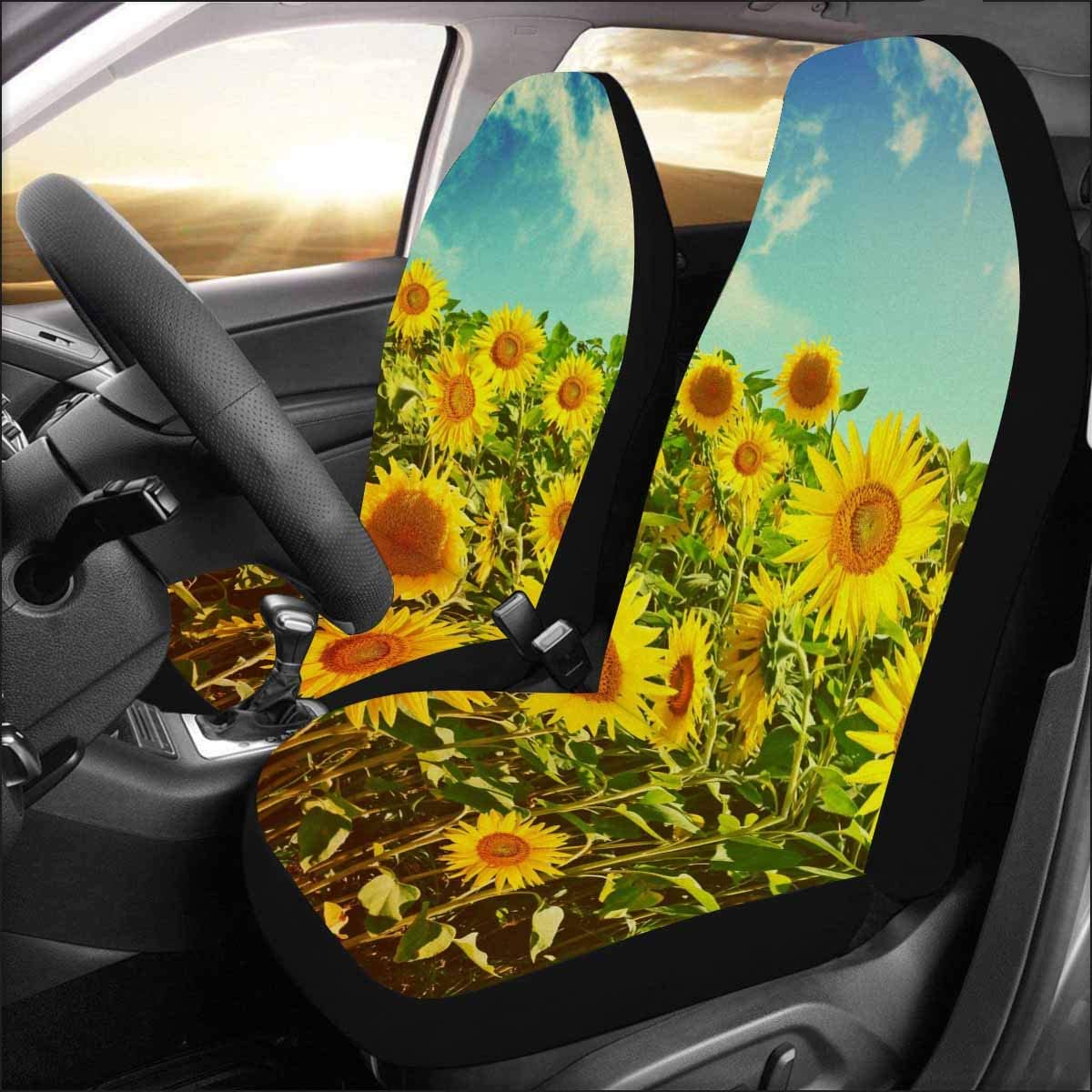 FMSHPON Set of 2 Car Seat Covers Sunflower Universal Auto Front Seats Protector Fits for Car，SUV Sedan，Truck