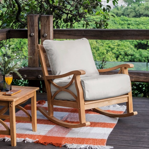 Cambridge Casual Abbington Teak Outdoor Patio Rocking Chair With Cushion