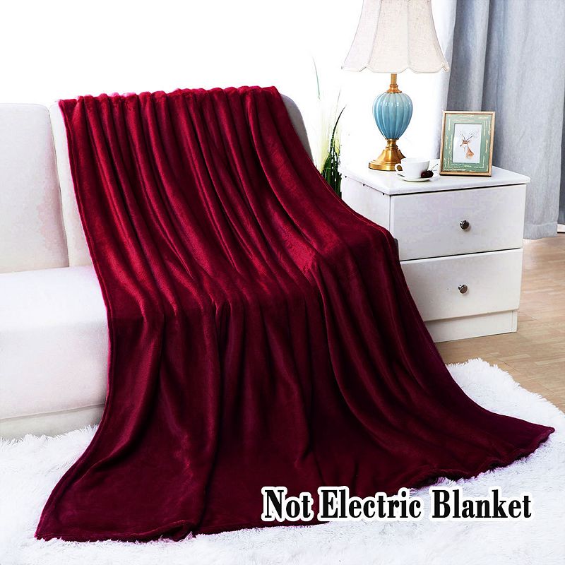 Fleece Flannel Throw Blanket Solid for Living Room Bedroom 60x78