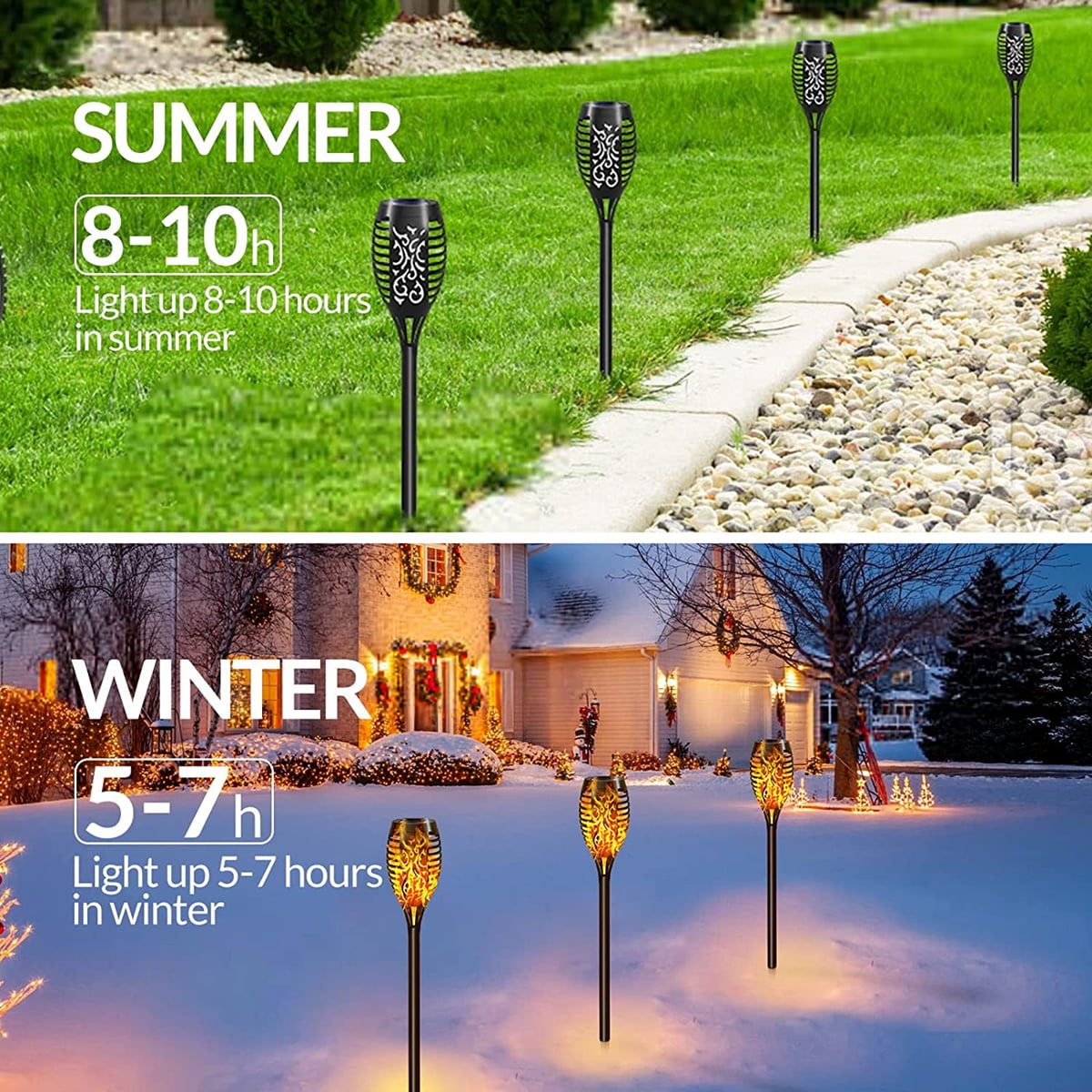 Magicorange Solar Torch Lights with Flickering Flame，16 Pack Outdoor IP65 Waterpoof Landscape Solar Tiki Torches Stake Lights Auto On/Off for Garden Patio Yard Pathway Walkway