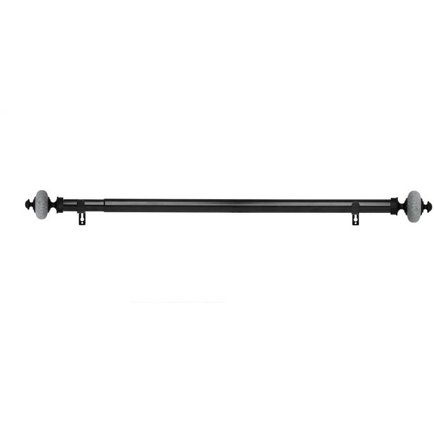 Linen Avenue Grey Stone Cap Single And Double Window Curtain Rod Set