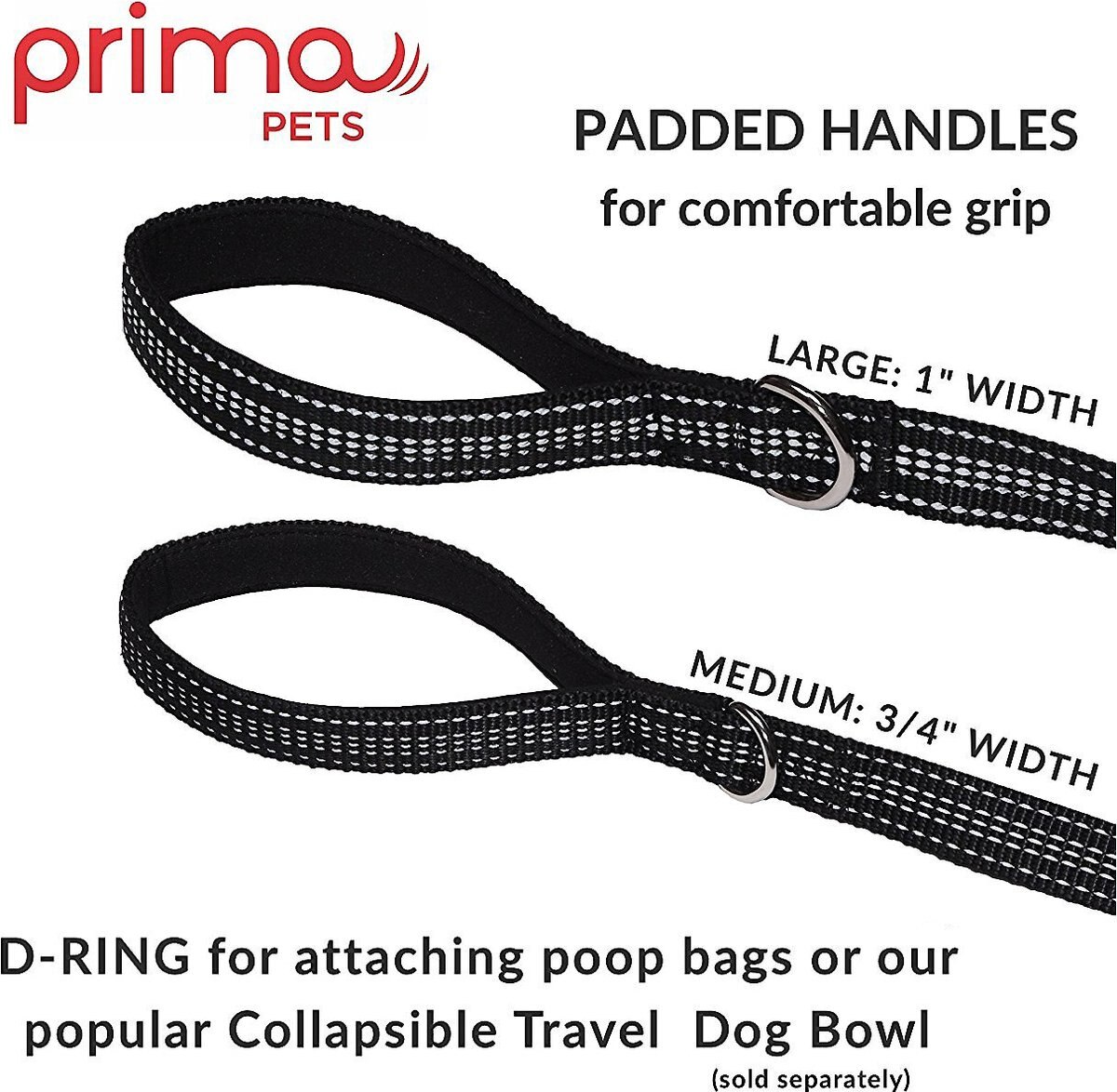 Prima Pets Dual-Handle Reflective Dog Leash