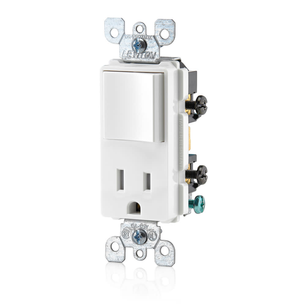 Leviton Combination Decora Switch and Receptacle/Outlet 15A White