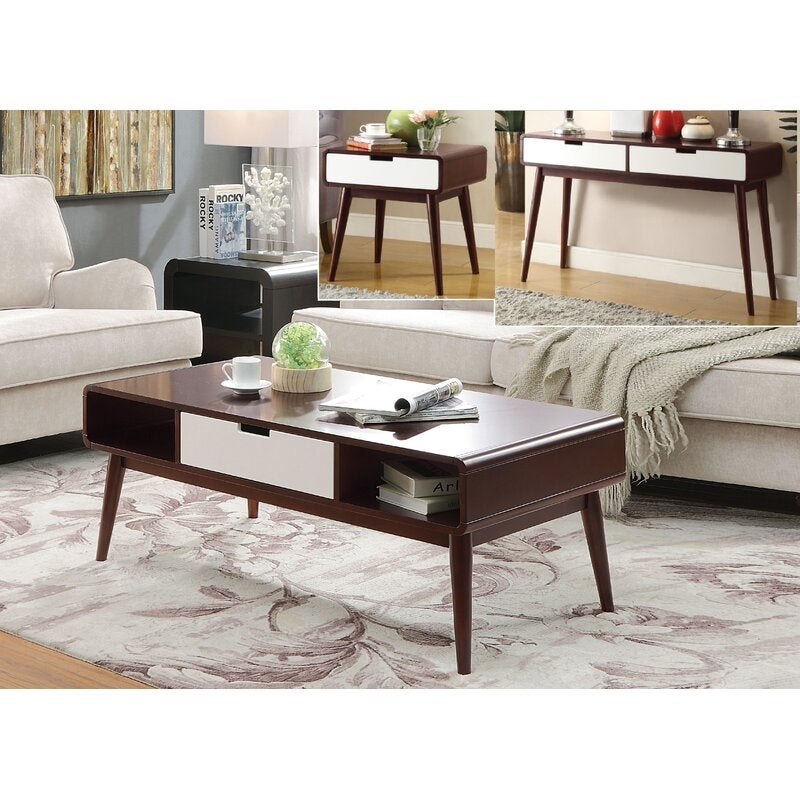 Christa Coffee Table in Espresso and White