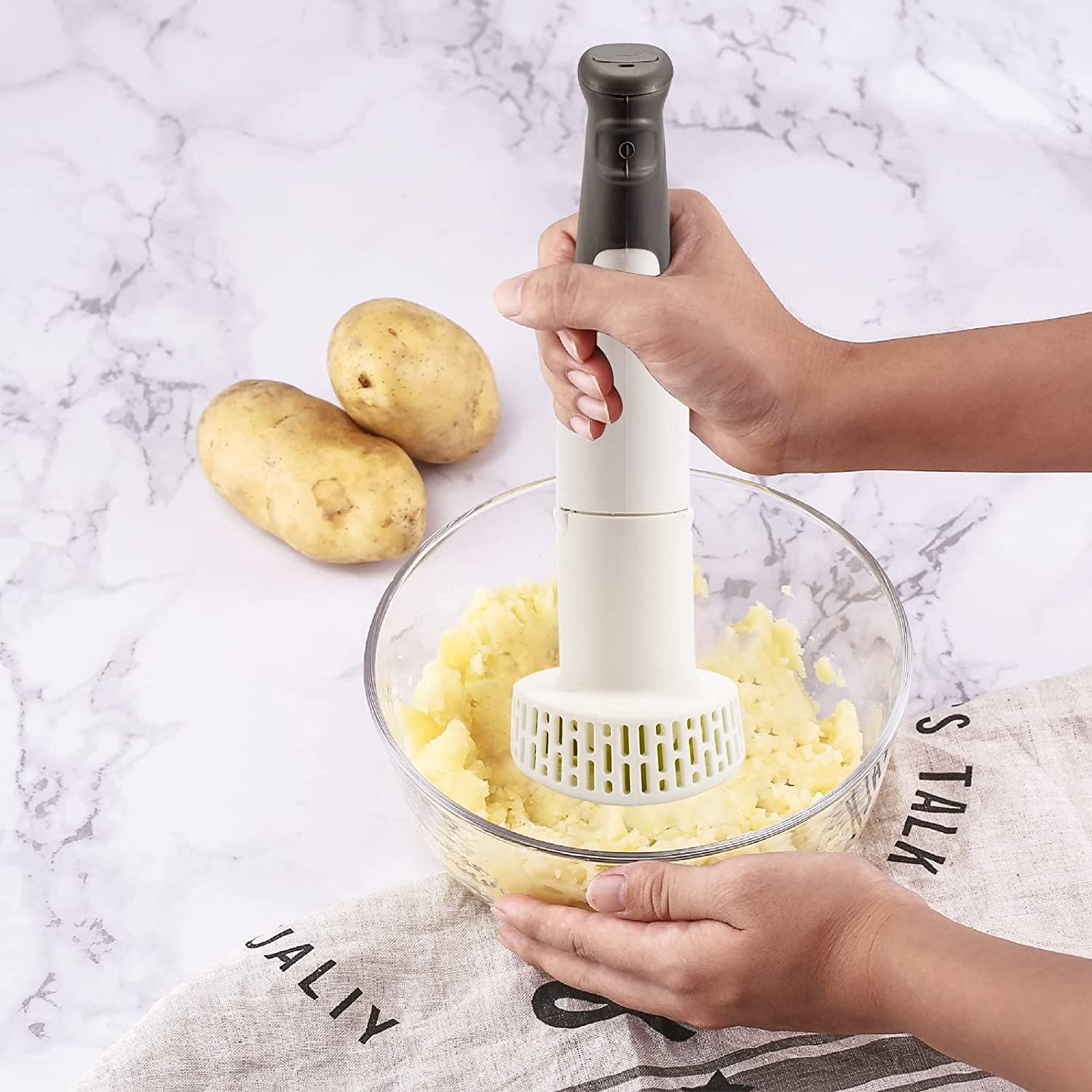 Electric Potato Masher， Hand Blender Immersion Mixer For Potatoes Veggies Baby Food Soups