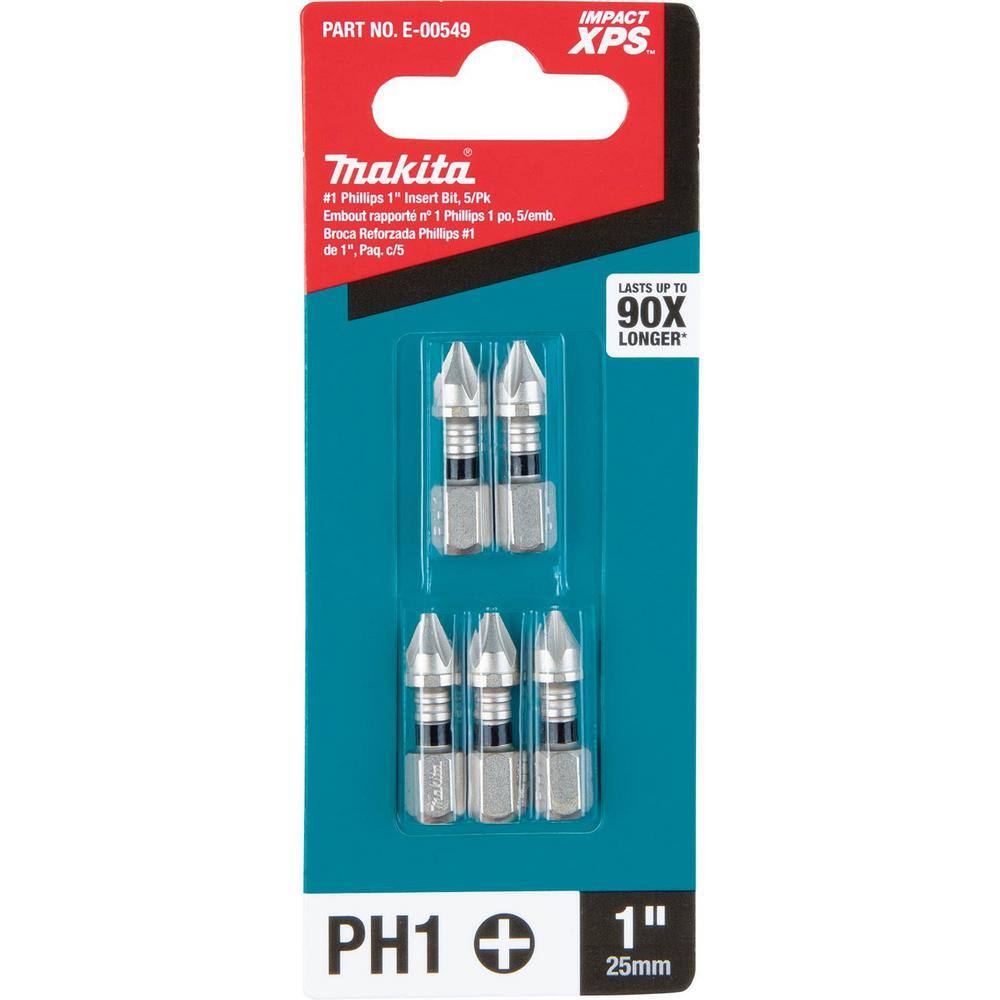 Makita IMPACT XPS #1 Phillips 1 in. Insert Bit (5-Pack) E-00549