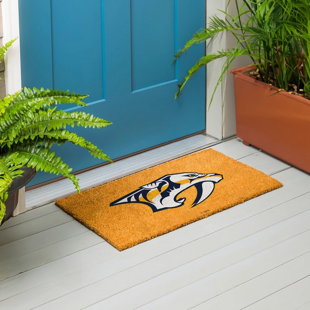 Evergreennhlnashville Predators Logo Natural Coir 28 X 16 Inches Indoor Outdoor Doormat