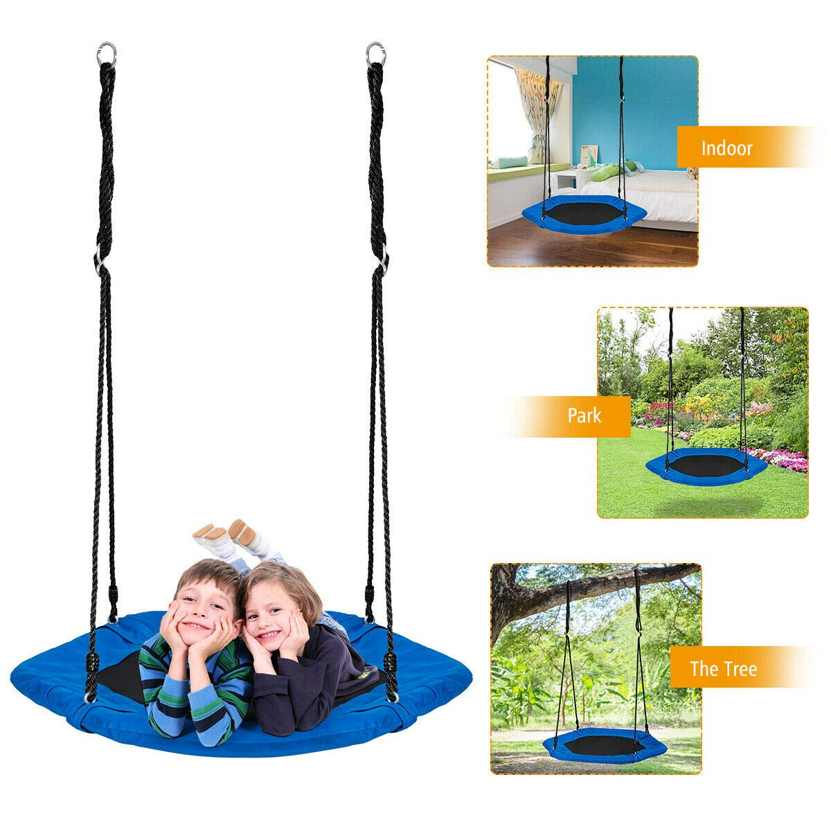 Costzon 37 inch Children Tree Swing Set,40''- 63'' Adjustable Multi-Play Hanging Ropes