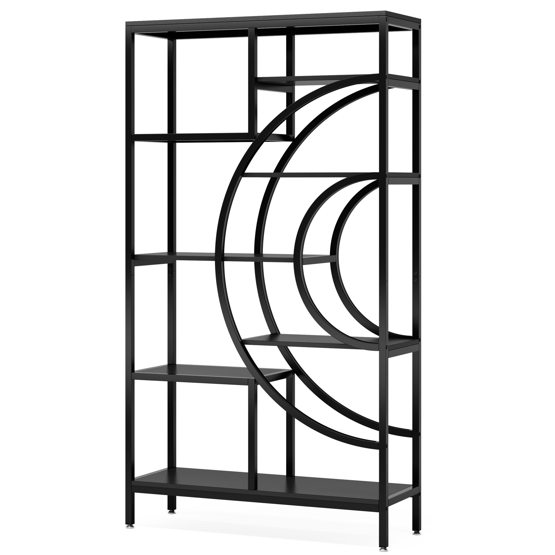 8-Tier Bookshelf, 71 Geometric Bookcase, Industrial Etagere Shelving Unit