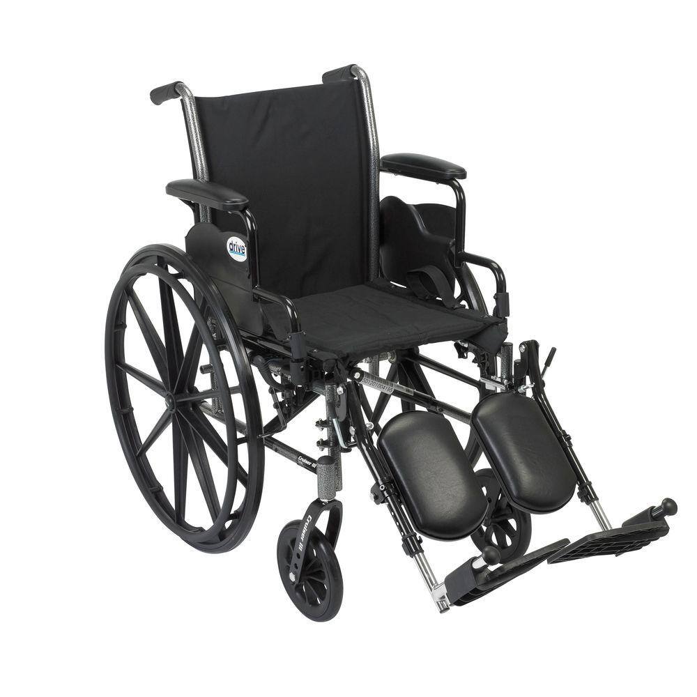 Drive Medical Cruiser III Wheelchair with Removable Flip Back Arms Desk Arms and Elevating Legrests k320dda-elr