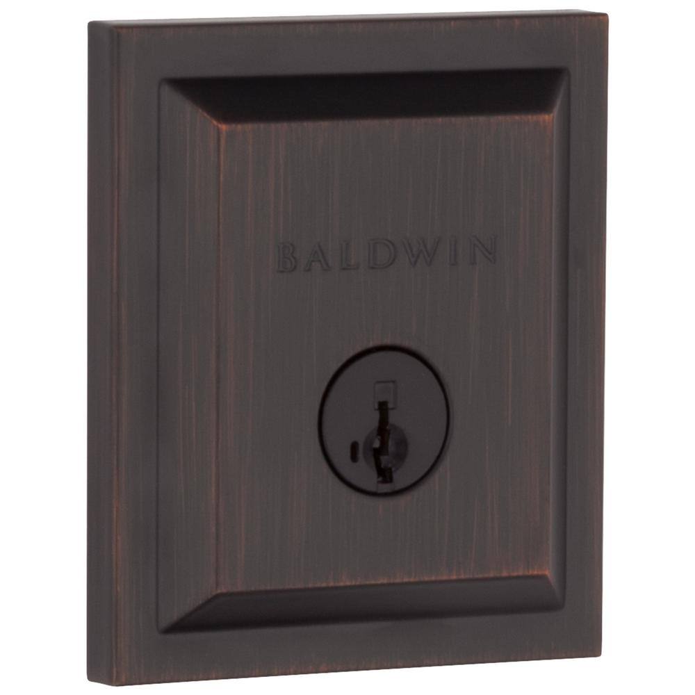 Baldwin Square Venetian Bronze Low Profile Single Cylinder Deadbolt Featuring SmartKey Security 380SLB11PSMTCPR