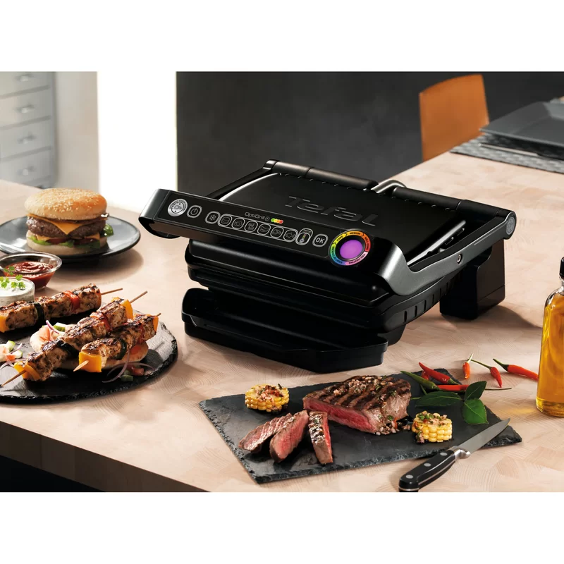 T-Fal GC712D54 OptiGrill + Grill with Automatic Sensor Cooking， Multicolor