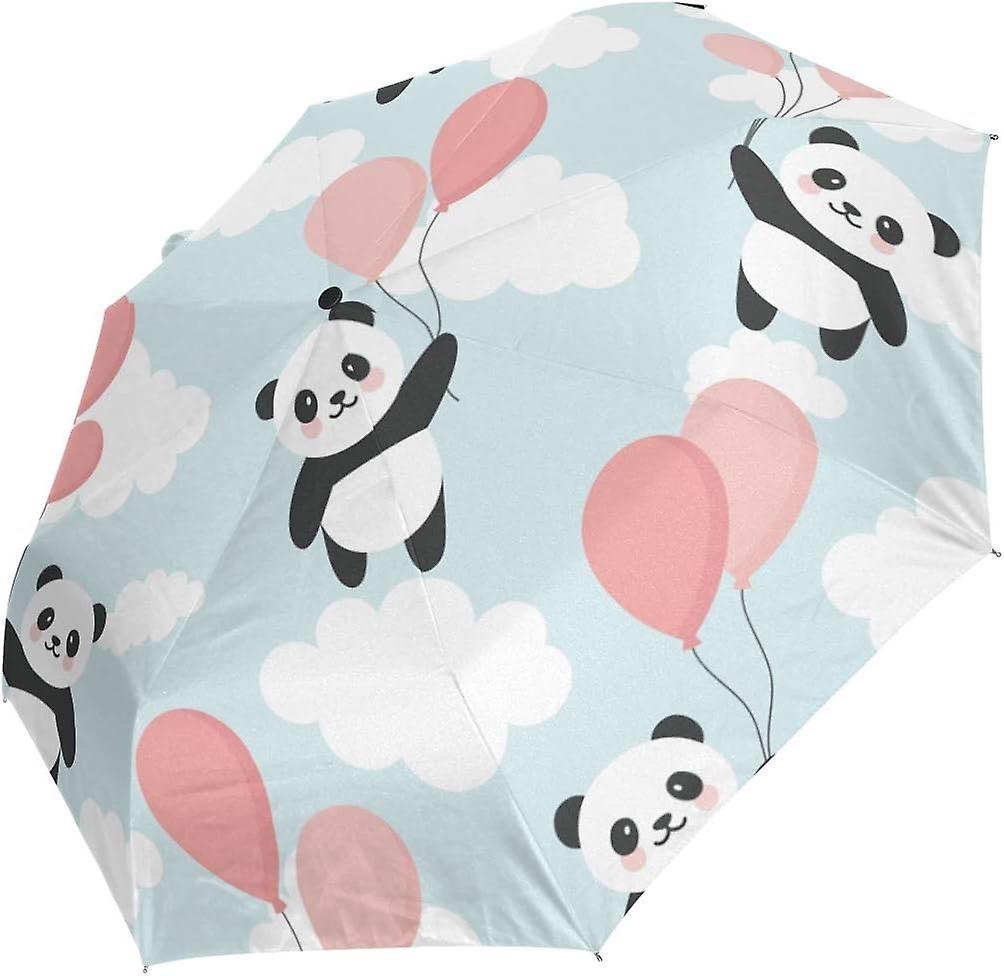 Travel Umbrella Automatic Windproof Foldable Umbrella Panda Flying With Ballon Cloud