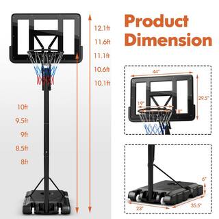 HONEY JOY Portable Basketball Hoop 8-10FT Height Adjustable Basketball Hoop System w44