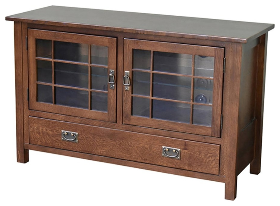 Crafters and Weavers Arts and Crafts Wood TV Stand for TVs up to 48 quotin Dark Oak   Craftsman   Entertainment Centers And Tv Stands   by Homesquare  Houzz