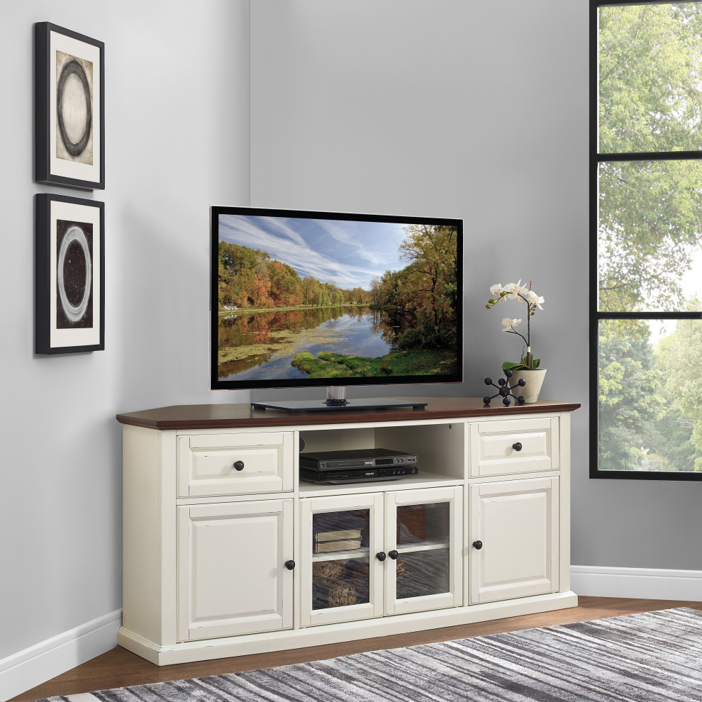 60 quotCorner Tv Stand White   Transitional   Entertainment Centers And Tv Stands   by Pot Racks Plus  Houzz