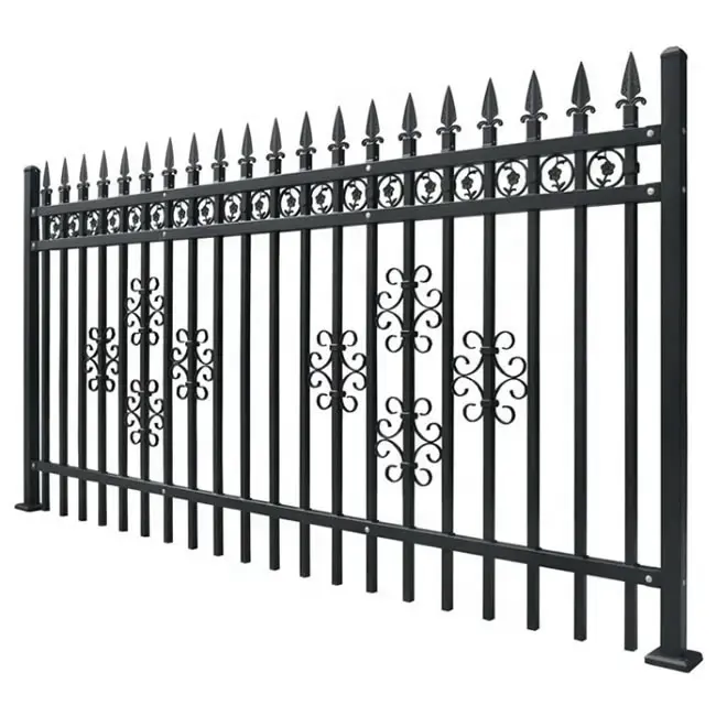 Manufacturer Supply Nice Price Hot Dipped Galvanized With Powder Coated Steel Picket Fence