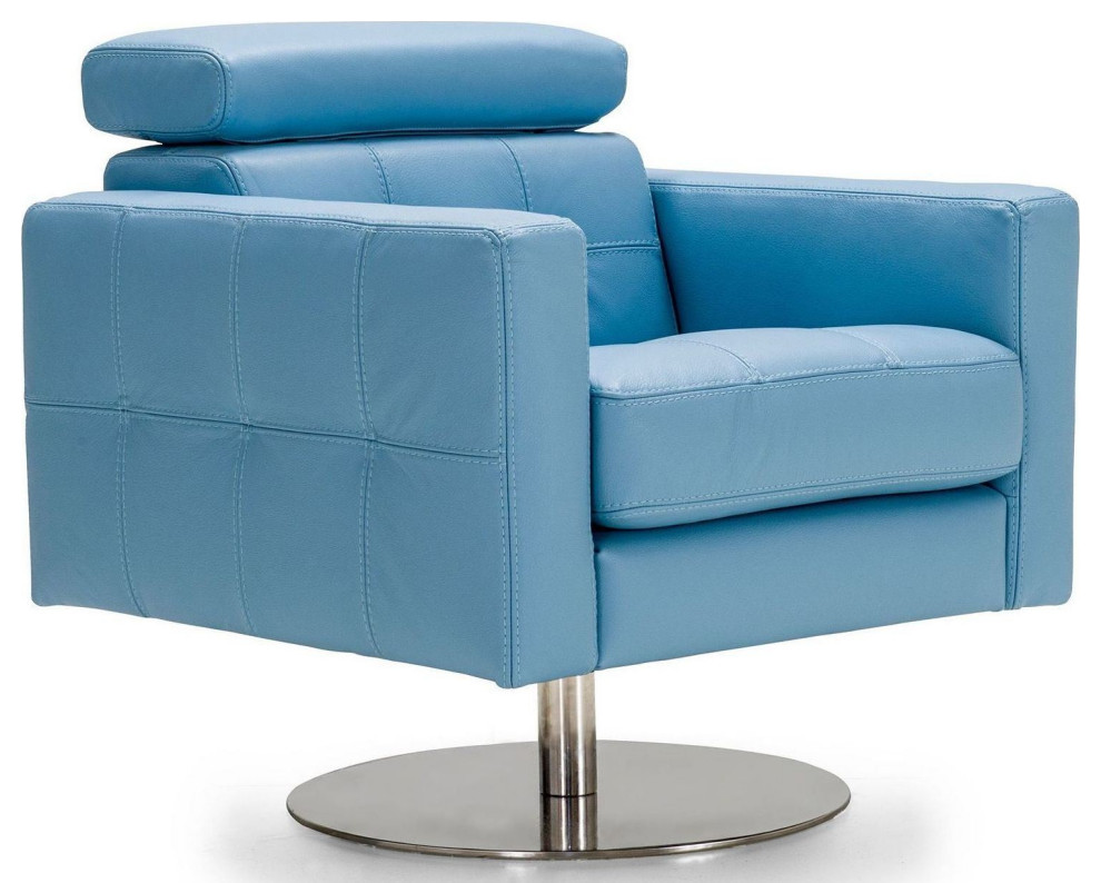 Mimi Accent Chair Full Grain Italian Leather  Blue   Contemporary   Armchairs And Accent Chairs   by Peachtree Fine Furniture  Houzz