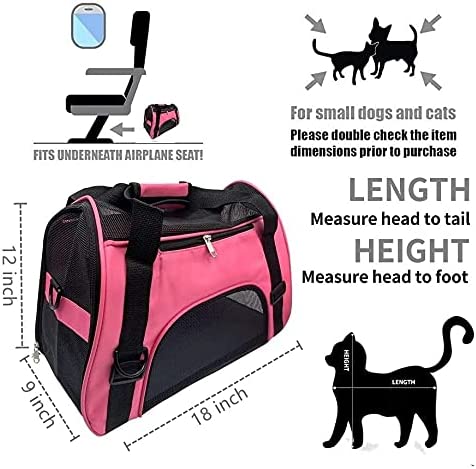 TIYOLAT Pet Carrier Bag， Airline Approved Duffle Bags， Pet Travel Portable Bag Home for Little Dogs， Cats and Puppies， Small Animals （Medium-pink）