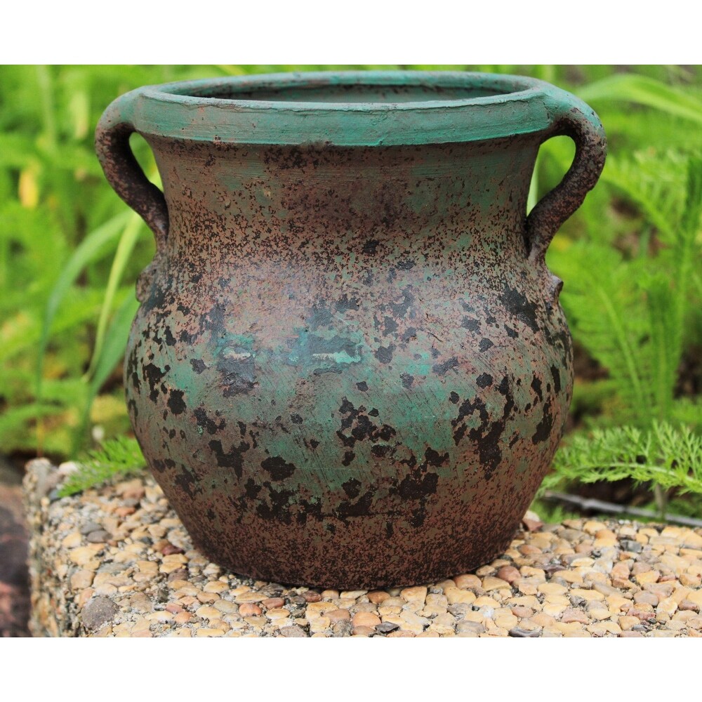 Green Earthen Ware Terracotta Planter with Handles   7.5\