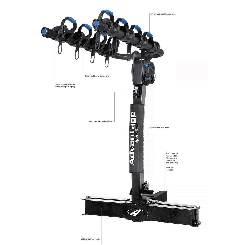 Advantage SportsRack 4-Bike Hitch Bike Rack Glideaway Elite 4 Bike Carrier 2070