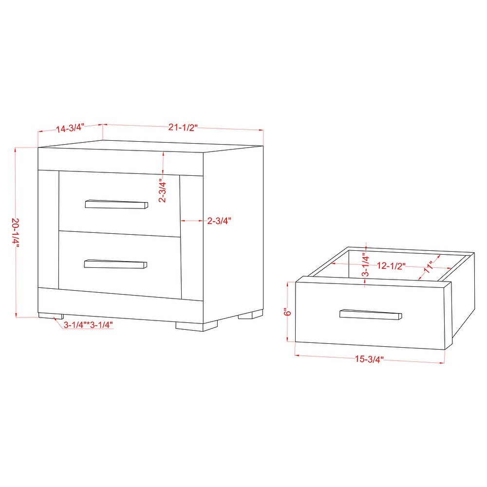 Nestore Contemporary Grey Wood 2 Drawer Nightstand by Furniture of America