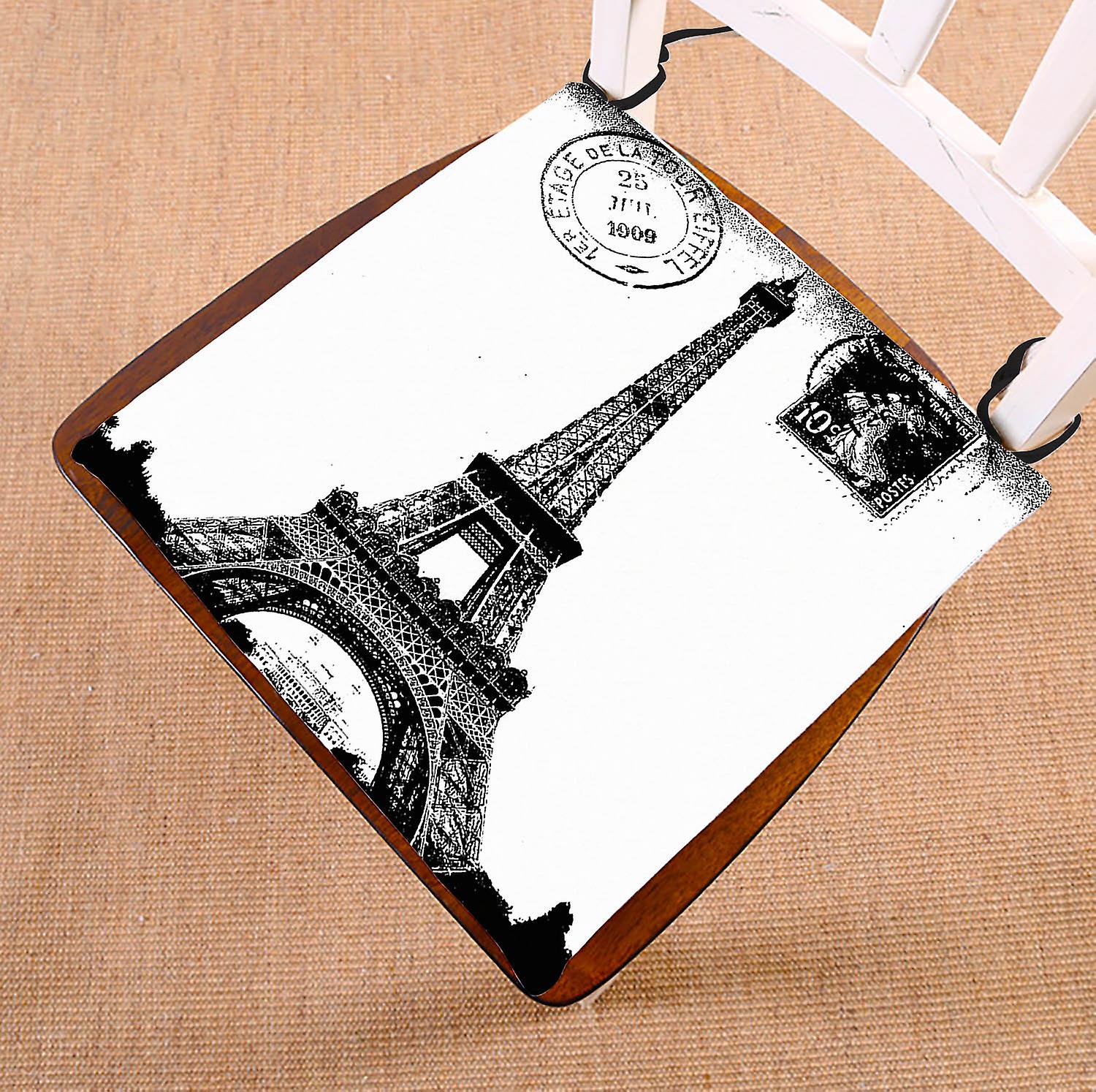 Frech Paris Eiffel Tower City Of Love Black White Chair Pad Seat Cushion Chair Cushion Floor Cushion 18x18inch