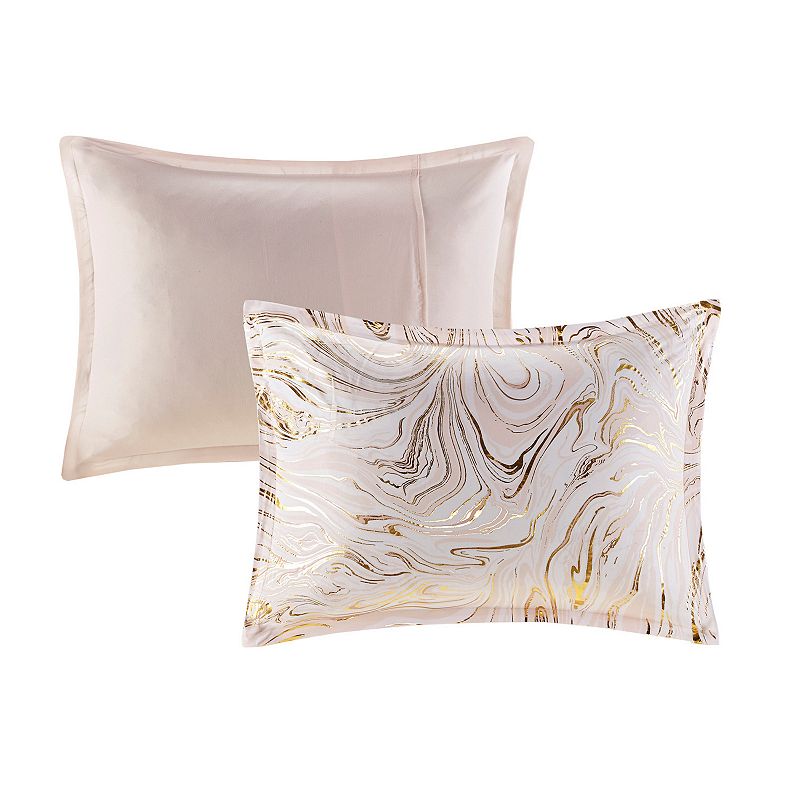 Intelligent Design Natalia Metallic Printed Comforter Set with Throw Pillows