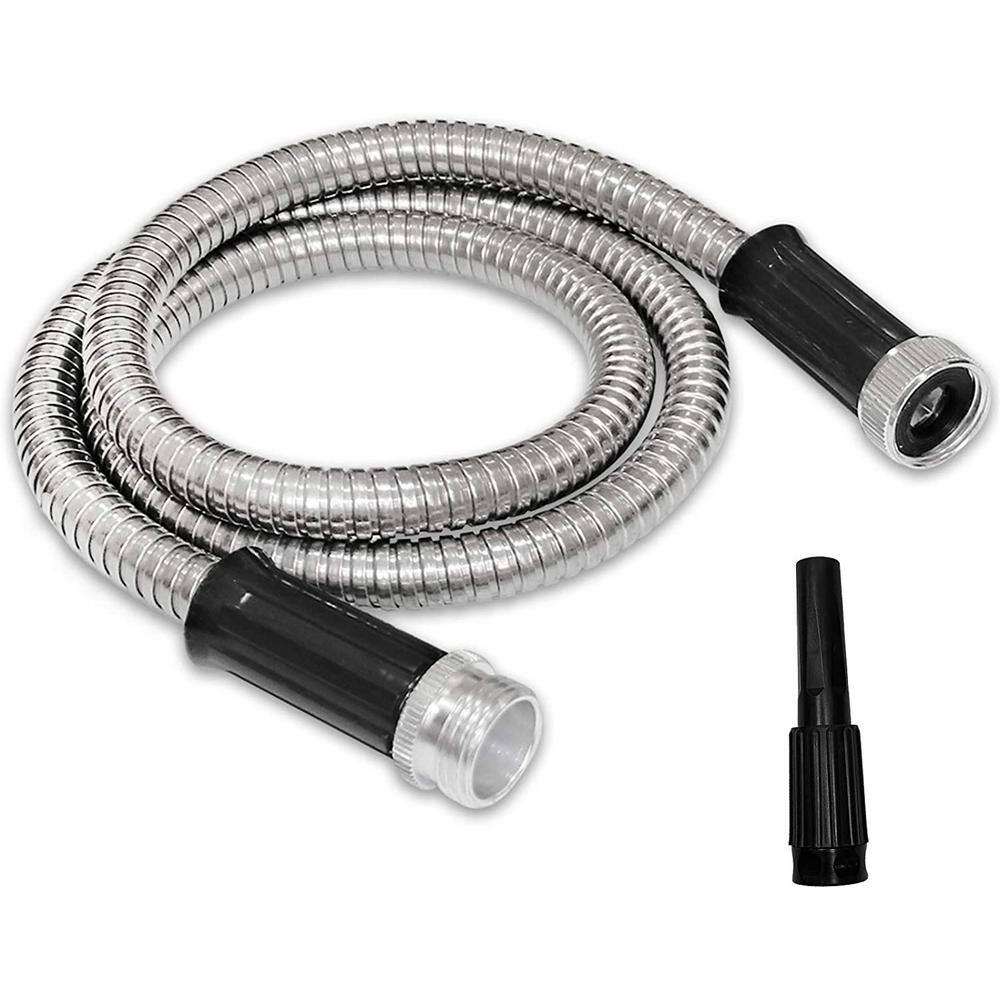 Cubilan 12 in. x 5 ft. Heavy-Duty Metal Garden Hose Stainless Steel Water Hose with Adjustable Nozzle Metal Hose Kink Free B08F7BLTNY