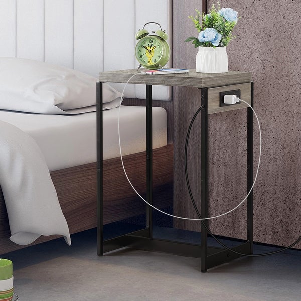 Nightstands Set of 2 with Charging Station