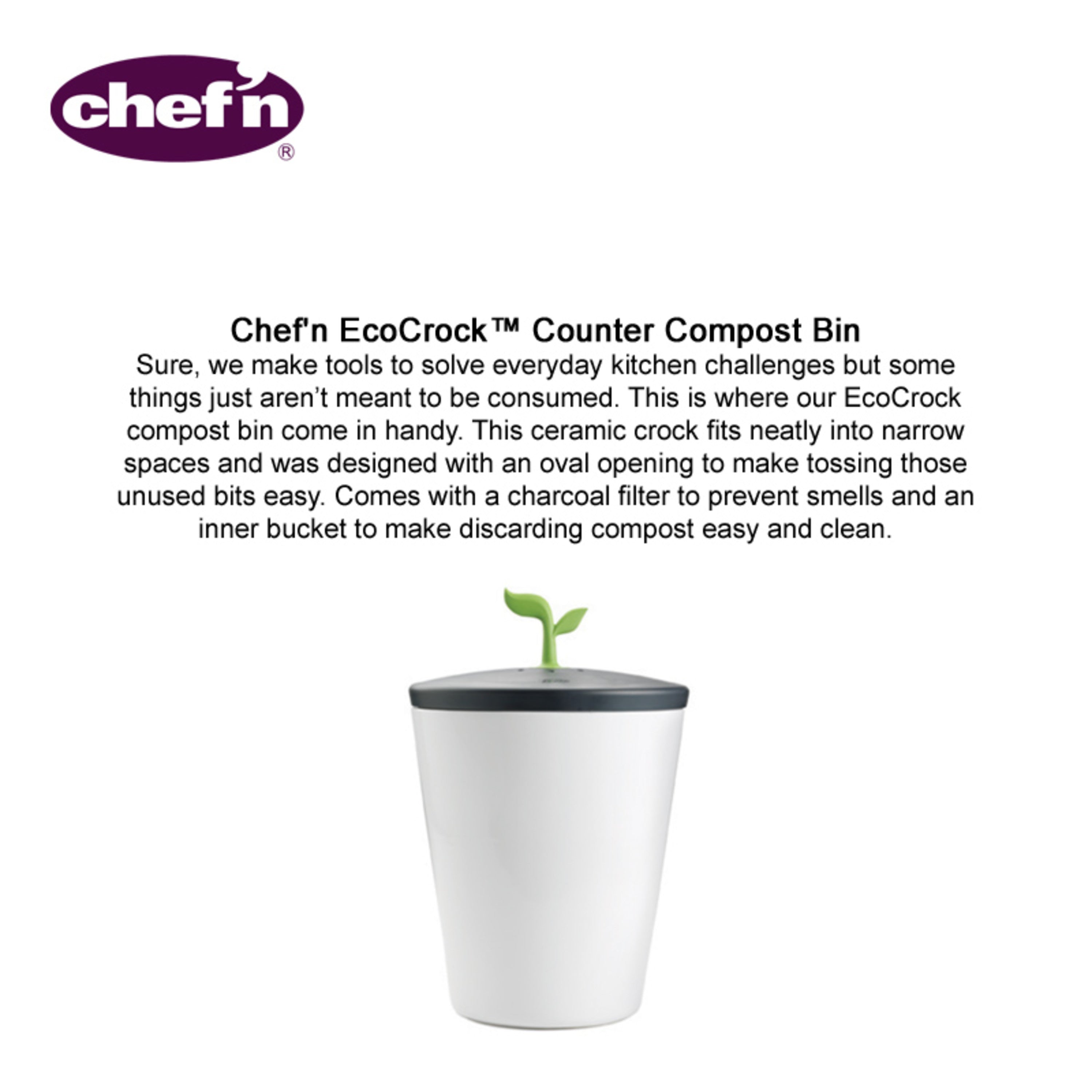 Chef'n EcoCrock Counter Compost Bin in White and Green