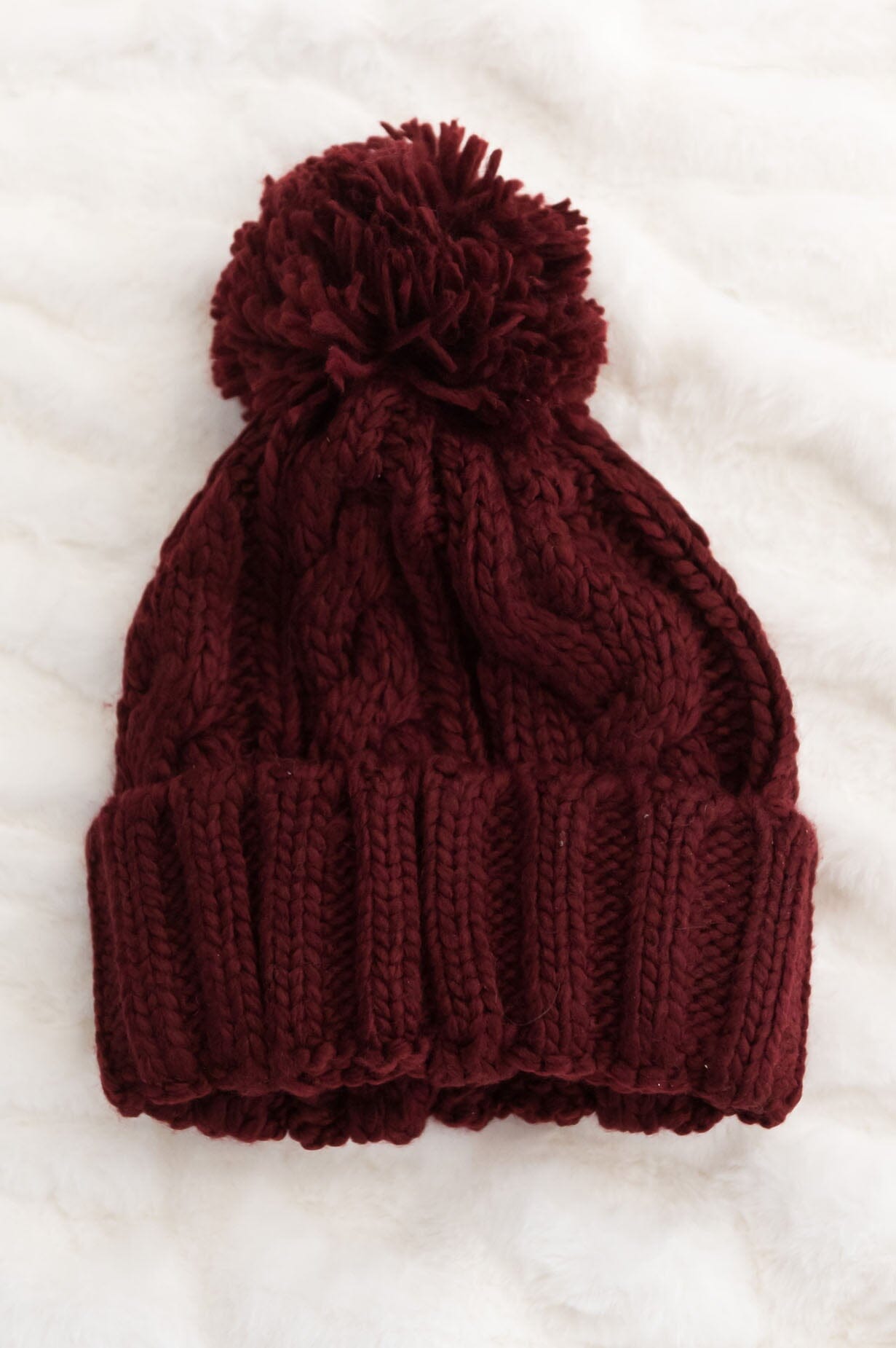 Sit By The Fire Cable Knit Pom Pom Beanie