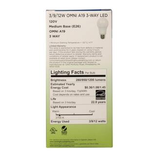 Westinghouse 3070100W Equivalent Soft White Omni A19 3-Way LED Light Bulb 5314000