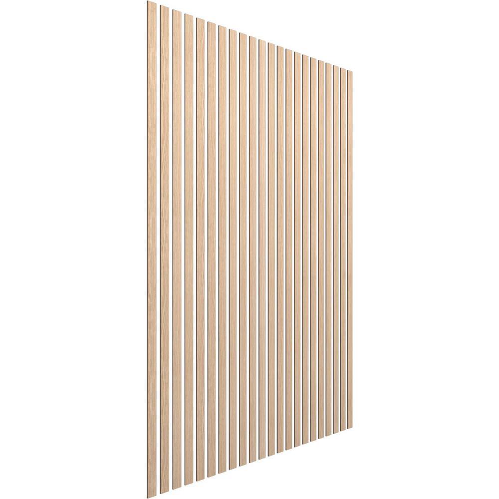 Ekena Millwork 94-in H x-14-in T Adjustable Wood Slat Wall Panel Kit w2-in W Slats Red Oak (contains 22 Slats) SWW66X94X0250RO