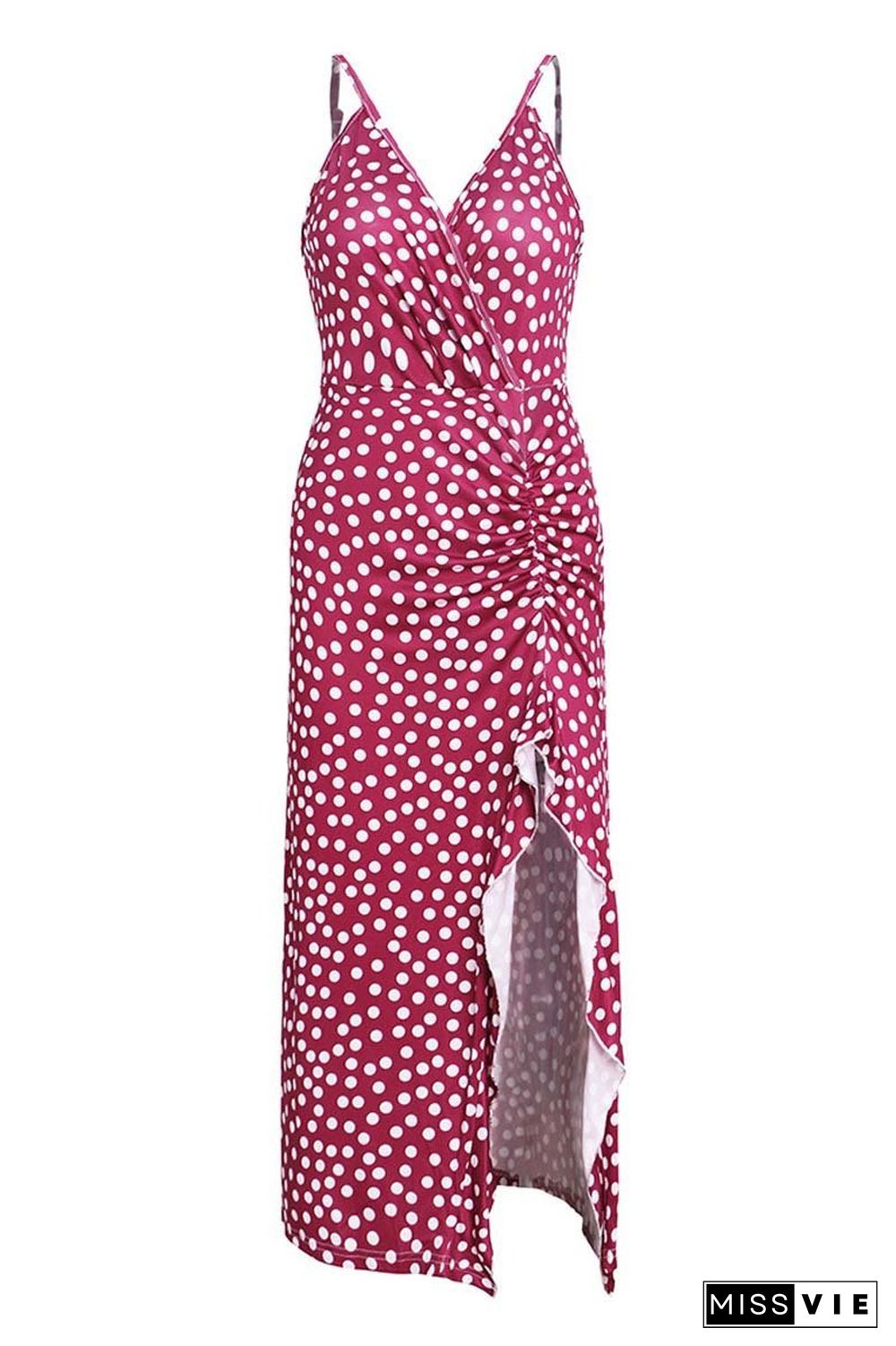 Print Floral Dot V Neck Dress