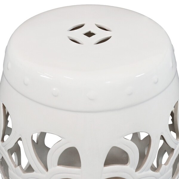 Sunnydaze Knotted Quatrefoil Decorative Ceramic Garden Stool