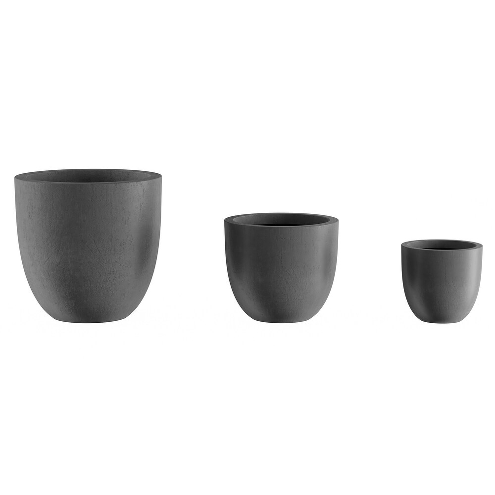 Fiber Clay Plant Pots �C Set of 3 Modern Tapered Indoor/Outdoor Planters with Drainage Holes by Pure Garden