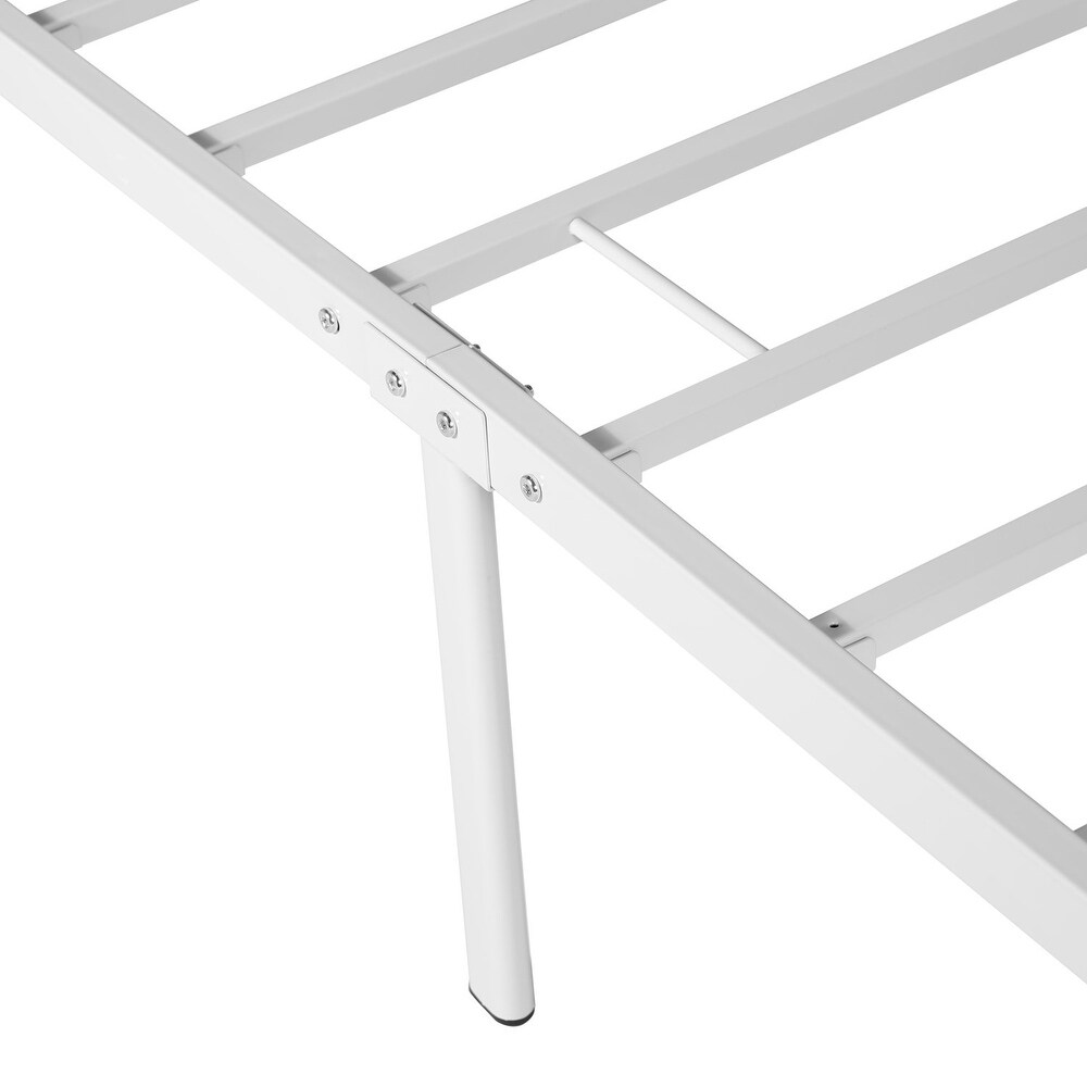 White Platform Bed Frame With Headboard  Twin/ Full/Queen Size Bed