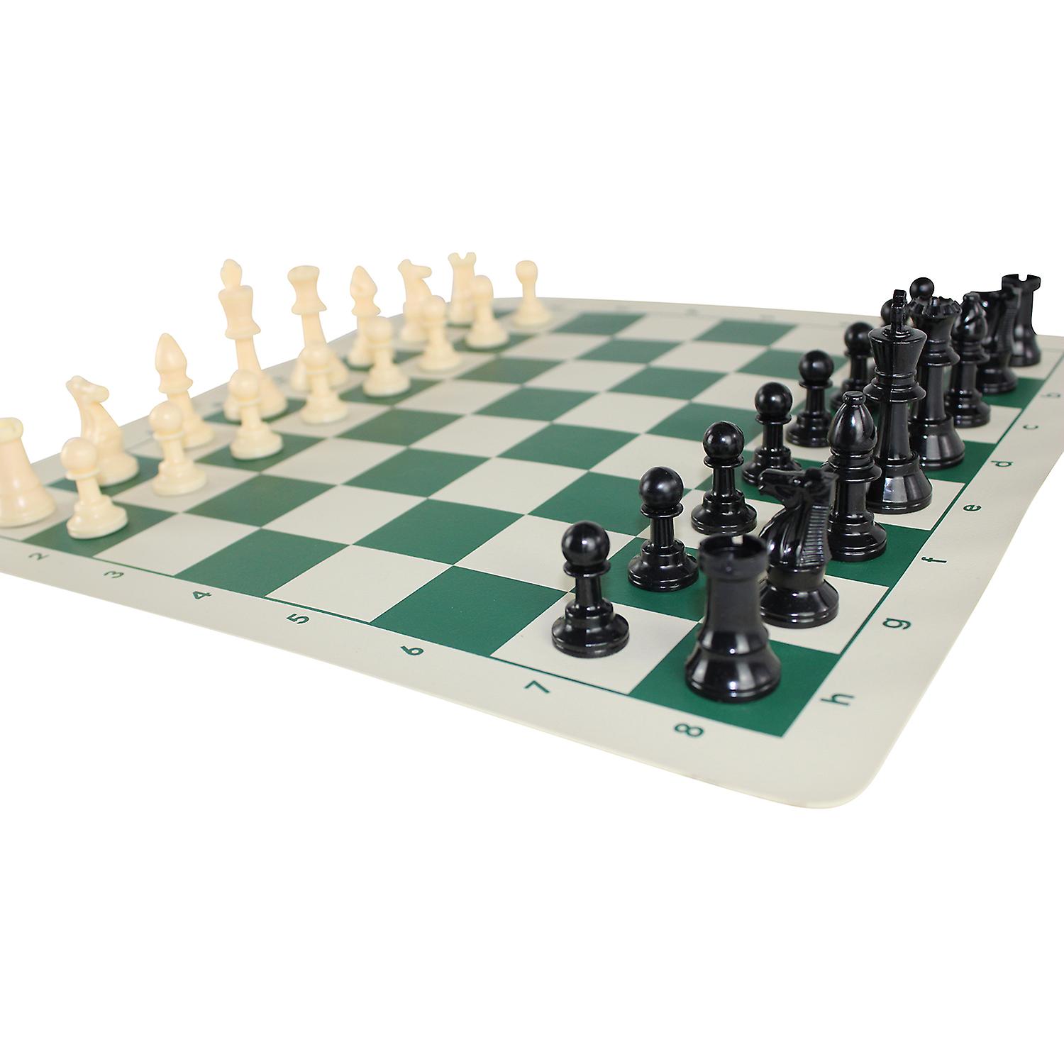 Green Club Roll Up Chess Set 16 Inch