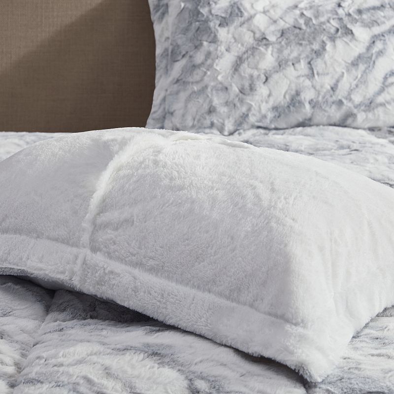 Madison Park Lana Marble Faux Fur Comforter Set