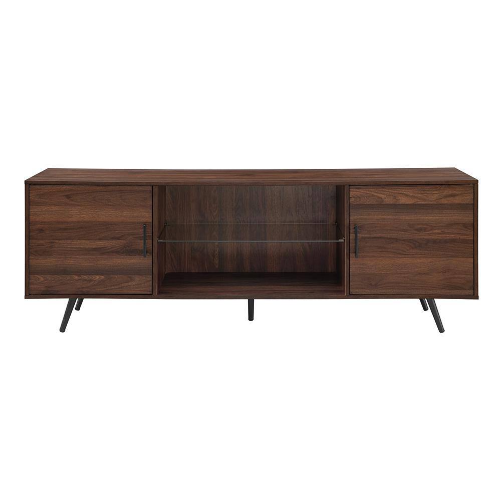 Walker Edison Furniture Company 70 in. Dark Walnut Composite TV Stand 75 in. with Doors HD70NORDW