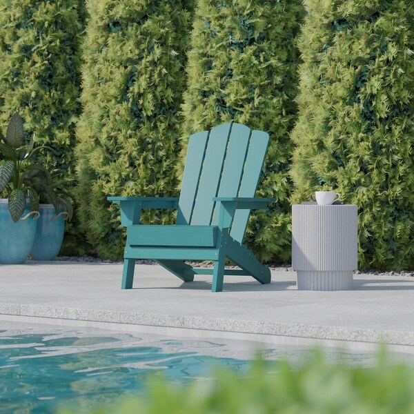 Set of 2 Commercial AllWeather Adirondack Chairs with Cupholders