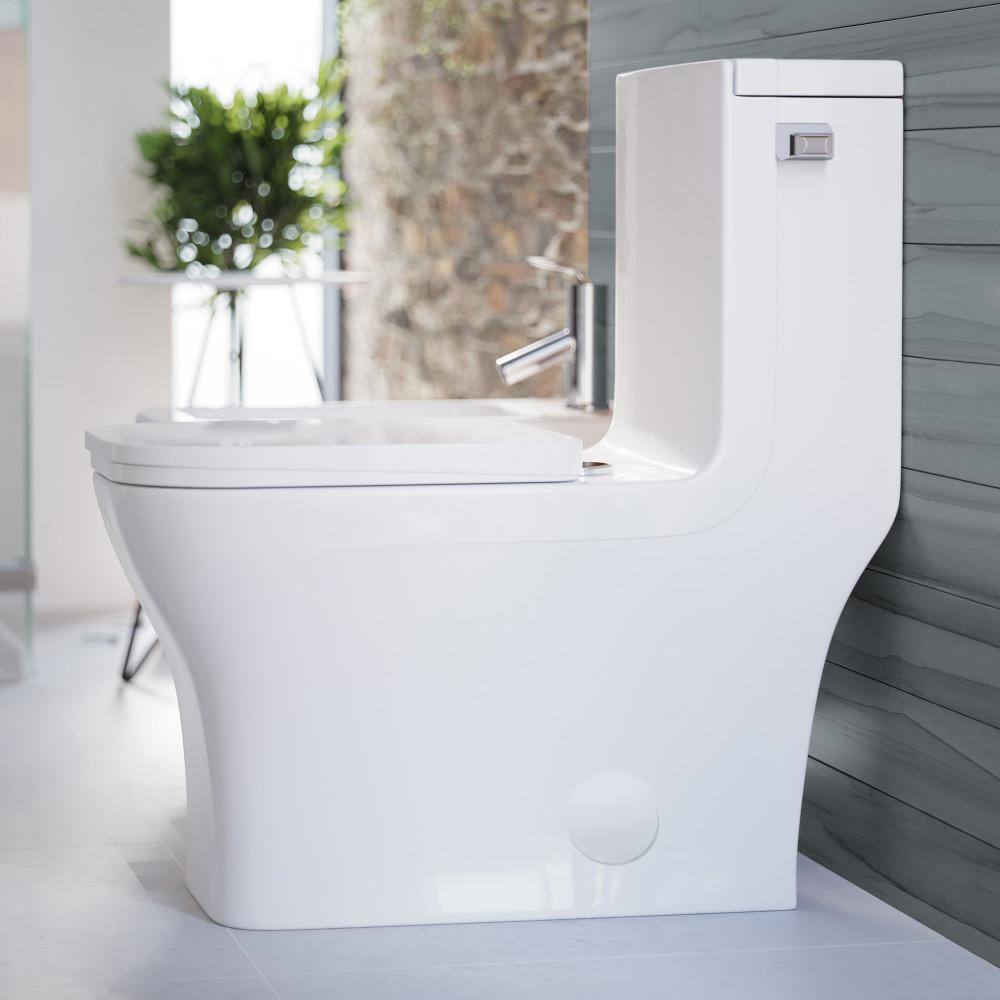 Swiss Madison Concorde 1-piece 1.28 GPF Single Flush Square Toilet in Glossy White Seat Included SM-1T105