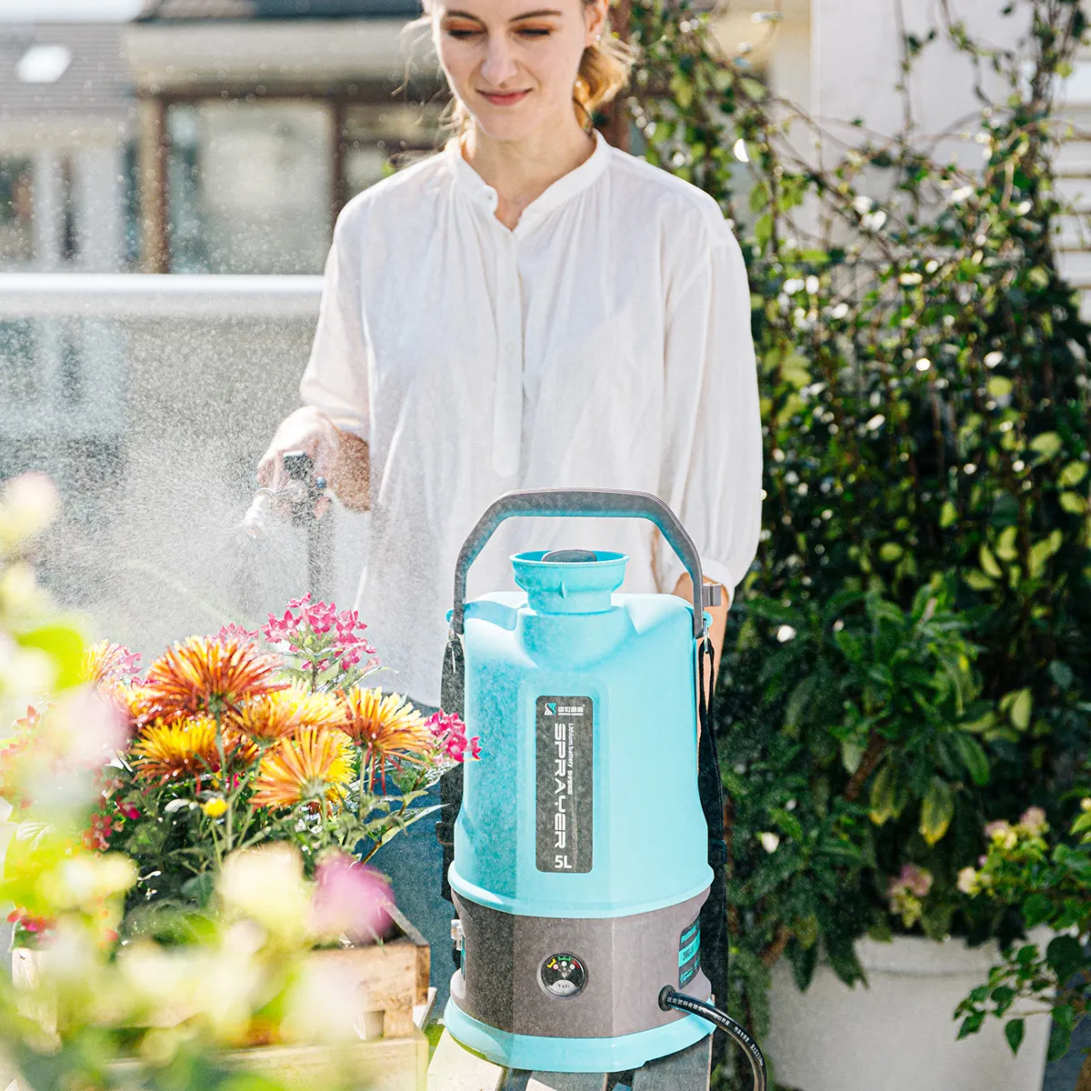 Sinleader Electric knapsack 5L DC12V 3 Kinds Nozzles Plastic Mist Pack Battery Sprayers For Garden