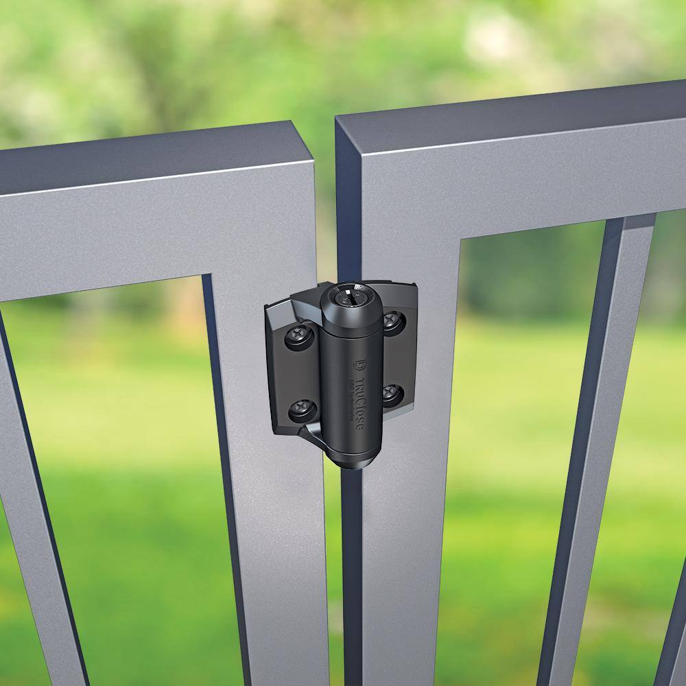 Tru-Close DD 2-78 in. x 3-34 in. Black Self-Closing Metal Gate Hinge (2-Pack) 50580