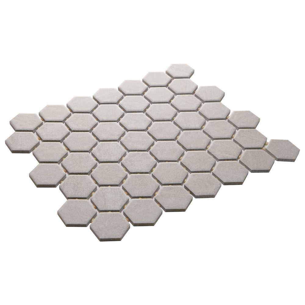 Daltile Nova Falls Gray 10 in. x 12 in. x 6.35 mm Ceramic Hexagon Mosaic Floor and Wall Tile (0.81 sq. ft.Each) NP1015HEXHD1P2