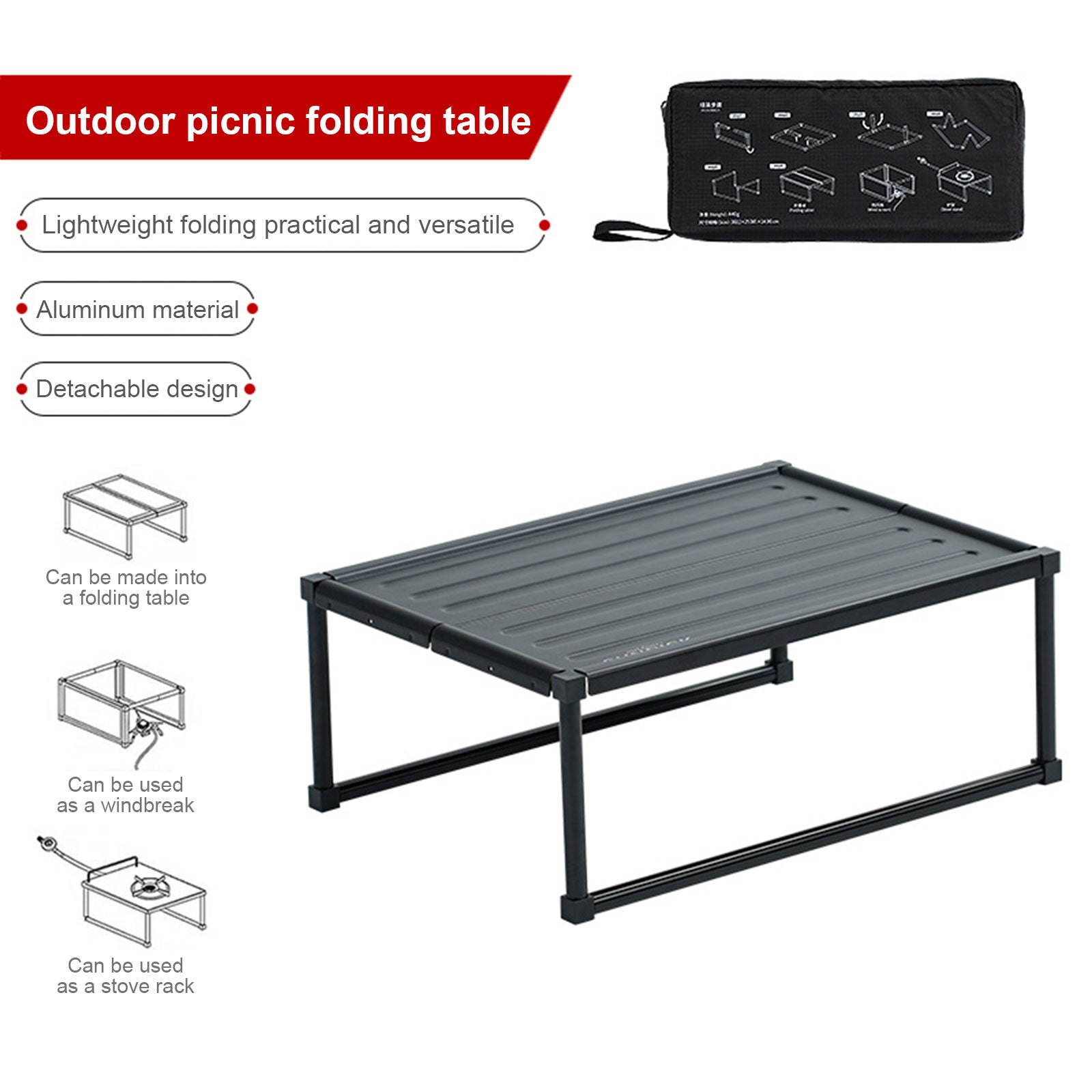 Lightweight Folding Picnic Table - Detachable Outdoor Supplies for Picnic Party