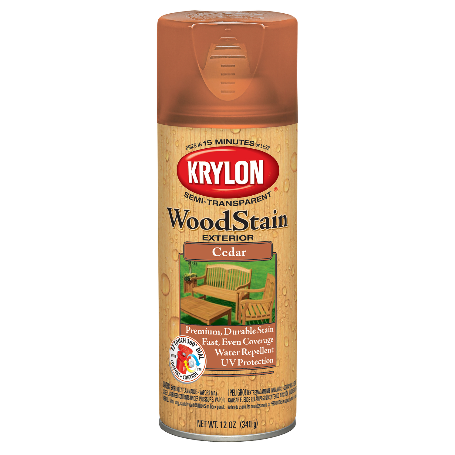 Krylon Semi-Transparent Flat Cedar Oil-Based Wood Stain 12 oz